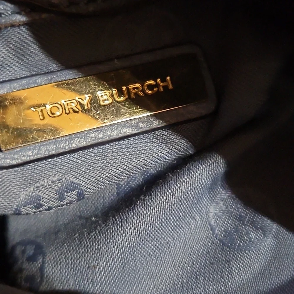 Tory Burch Kolbe Swingpack Crossbody Shoulder Bag Blue Pebbled Leather